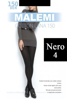 Malemi Колготки Cotton Lana 150 den Nero (Черный) размер 4-L