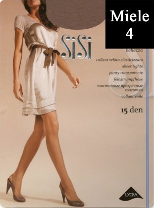 Sisi Колготки Miss прозрачные эластичные 15 den Miele (Легкий загар) размер 4-L