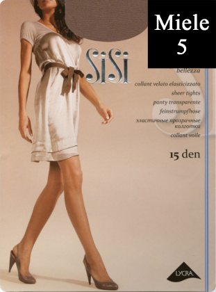 Sisi Колготки Miss прозрачные эластичные 15 den Miele (Легкий загар) размер 5-XL