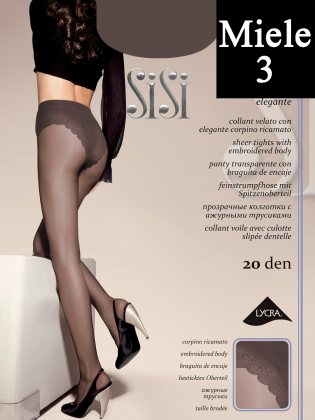 Sisi Колготки Style прозрачные с ажурными трусиками 20 den Miele (Легкий загар) размер 3-M