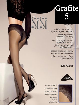 Sisi Колготки Style прозрачные с ажурными трусиками 40 den Grafite (Графит) размер 5-XL