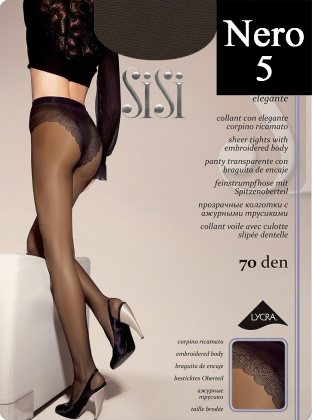 Sisi Колготки Style прозрачные с ажурными трусиками 70 den Nero (Черный) размер 5-XL
