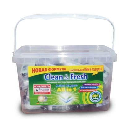 Clean&Fresh All in 1 таблетки для всех типов посудомоечных машин 60шт в банке