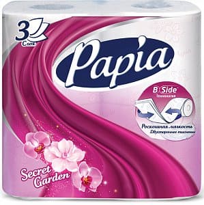 Papia туалетная бумага трехслойная 4шт Secret Garden