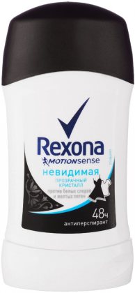 Rexona дезодорант стик женский 40мл Прозрачный кристалл невидимый (черный с гол полосой)