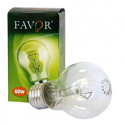 Favor Лампа накаливания груша Е27 60W прозрачная A50