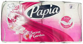 Papia туалетная бумага трехслойная 8шт Secret Garden