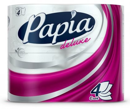 Papia туалетная бумага четырехслойная Deluxe 4шт Белая