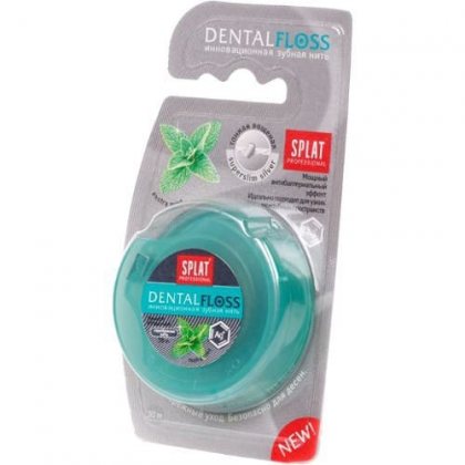 Splat зубная нить Dental Floss 30м объемная с Ароматом Мяты и волокнами серебра