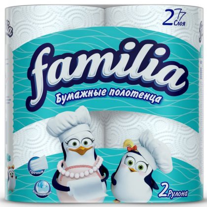 Famillia полотенца бумажные двухслойные Белые 2шт