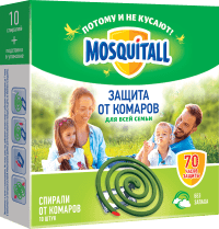 Mosquitall Спирали защита для всей семьи от комаров 10шт