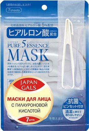 Japan Gals Pure 5 Essential маски для лица 7шт с гиалуроновой кислотой