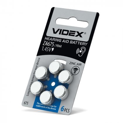 Videx батарейка для слухового аппарата ZA675/PR44 1,45v, цена за 1шт
