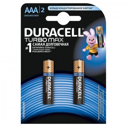 Duracell батарейка алкалиновая TurboMax AAA LR03 мизинчиковая, 1шт