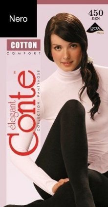 Conte Колготки хлопковые Comfort 450 den Nero (Черный) размер 5-XL