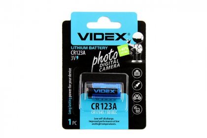 Videx батарейка CR123A 3v, цена за 1шт