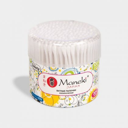 Maneki Lovely ватные палочки гигиенические белые 300шт в пластиковом стакане