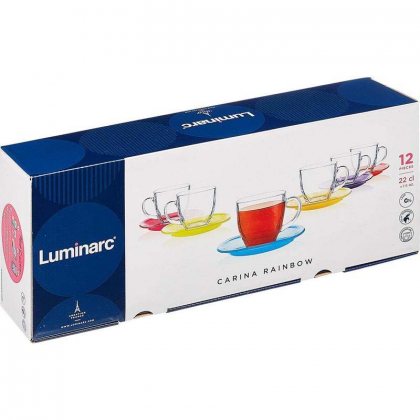 Luminarc N4217 Сервиз чайный Carine Rainbow 6 чайных пар 220мл