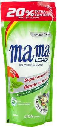 Lion Mama Lemon Refreshing Green Tea Концентрированное средство для мытья посуды и детских принадлежностей антибактериальное с Ароматом Зеленого чая 600мл запасной блок