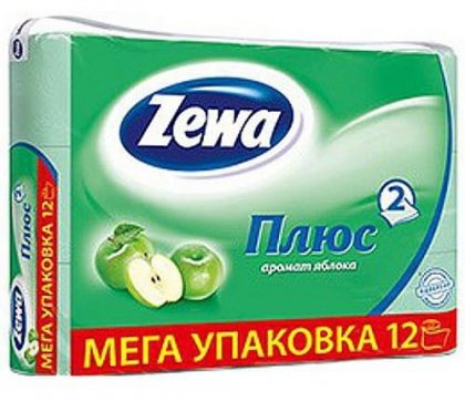 Zewa Plus туалетная бумага двухслойная 12шт Яблоко