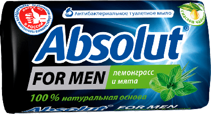 Absolut мыло антибактериальное твердое кусковое 90г For men Лемонграсс и мята