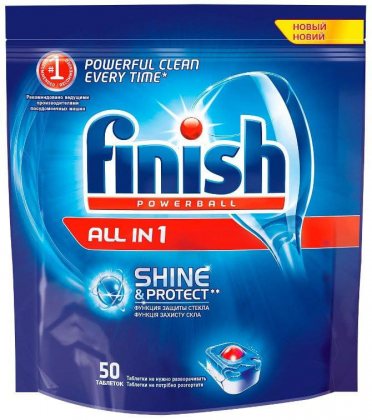 Finish таблетки для посудомоечной машины 50шт Shine&Protect All in1