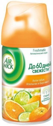 Airwick освежитель воздуха сменный баллон 250мл Антитабак Апельсин и бергамот
