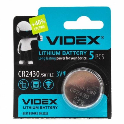 Videx батарейка CR2430 3v, цена за 1шт