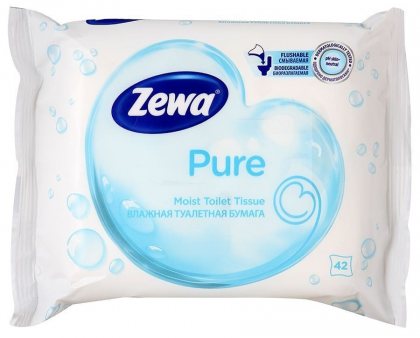 Zewa туалетная бумага влажная 42шт Pure