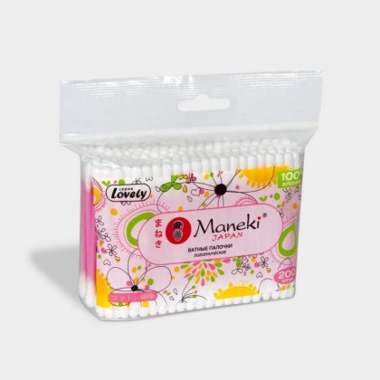 Maneki Lovely ватные палочки гигиенические 200шт в zip-пакете