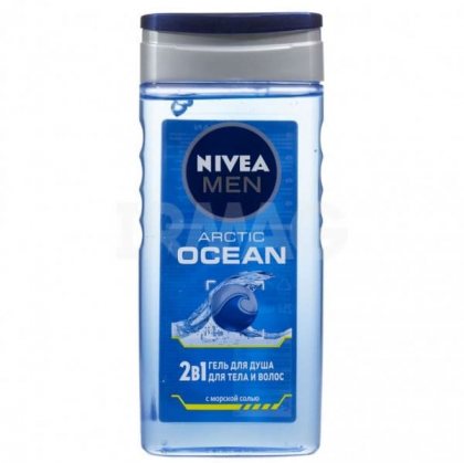 Nivea гель для душа мужской 250мл Arctic Ocean 2в1 С морской солью
