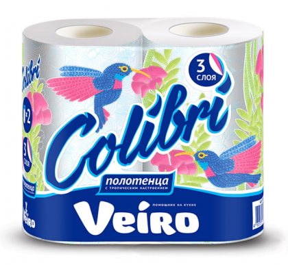 Veiro бумажные полотенца трехслойные Colibri 2шт Белые