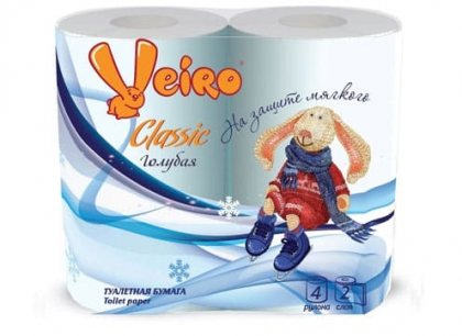 Veiro Linia Classic туалетная бумага двухслойная 4шт Голубая