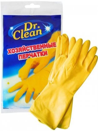 Dr. Clean Хозяйственные латексные перчатки оранжевые 1 пара Размер L