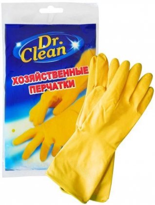 Dr. Clean Хозяйственные латексные перчатки оранжевые 1 пара Размер S