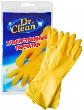 Dr. Clean Хозяйственные латексные перчатки оранжевые 1 пара Размер XL