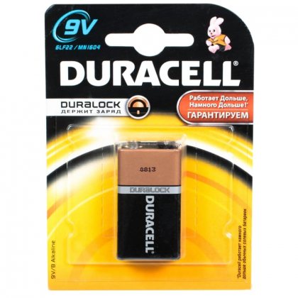 Duracell батарейка крона алкалиновая 9v 6LR61/6LP3146/MN1604, цена за 1шт