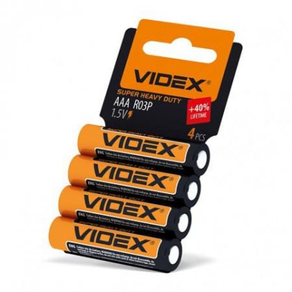 Videx батарейка ААА R03 4/SH мизинчиковая солевая, цена за 1шт