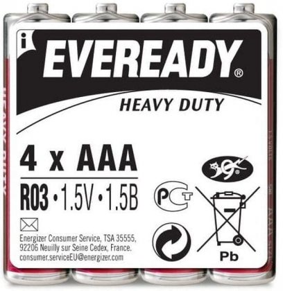 Energizer батарейка солевая Eveready AAA R03 мизинчиковая 1,5v, цена за 1шт