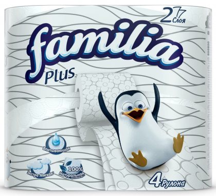 Famillia Plus туалетная бумага двухслойная 4шт Белая