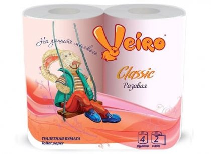 Veiro Linia Classic туалетная бумага двухслойная 4шт Розовая