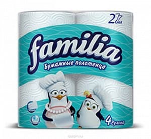 Famillia полотенца бумажные Белые двухслойные 4шт