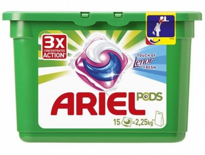 Ariel гель для стирки в растворимых капсулах автомат 15шт x 28,8г Touch of Lenor Fresh