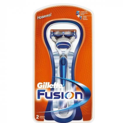 Gillette станок для бритья мужской многоразовый Fusion с 2 сменными кассетами