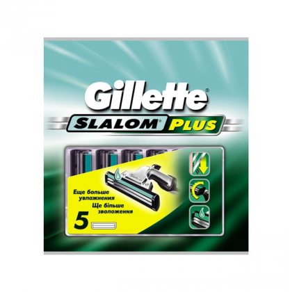 Gillette кассеты для бритья сменные мужские Slalom 5шт зеленые со смаз. полоской