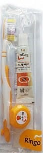 Gotaiyo Ringo Дорожный набор: зубная паста Coffee&Tea 24г + зубная щетка жесткая + Зубная нить апельсиновая 5 м