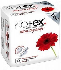 Kotex Ultra Dry&Soft Normal прокладки с крылышкам 10шт 4 капли