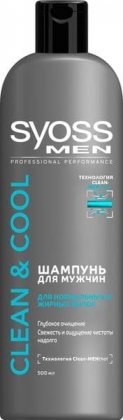 Syoss шампунь для волос мужской 500мл Clean&Cool для нормальных и жирных волос