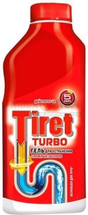 Tiret Turbo гель для удаления засоров в канализационных трубах 500мл красный