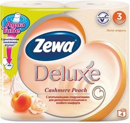 Zewa Deluxe туалетная бумага трехслойная 4шт Персик